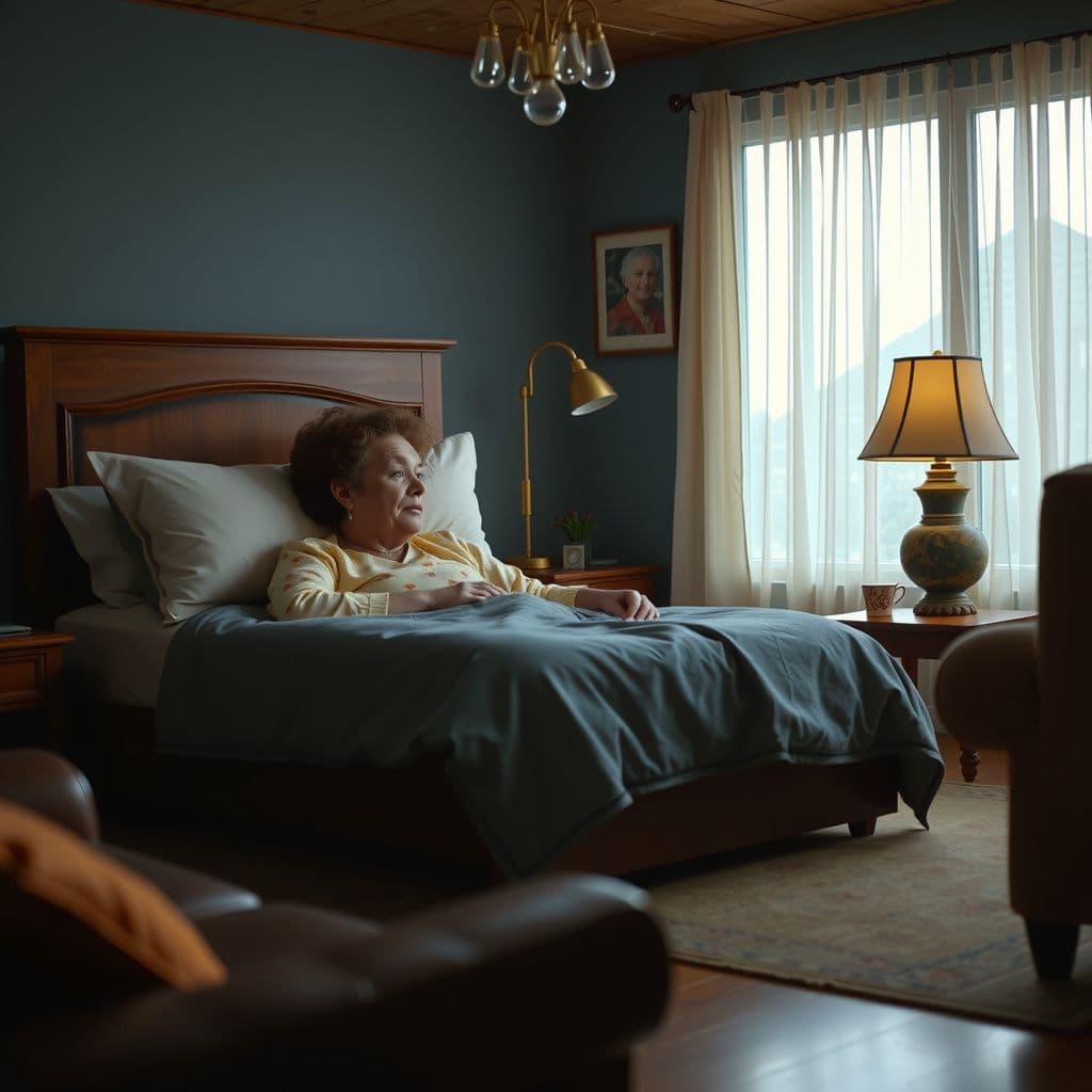 Surreal dream scene, cinematic and atmospheric, digital art: A comedic sitcom scene featuring Wanda Sykes and a man who discovers a familiar yet rude figure in his bed, later teaming up with him against a common enemy, capturing a moment of reluctant friendship and humorous dialogue in a cozy living room setting.